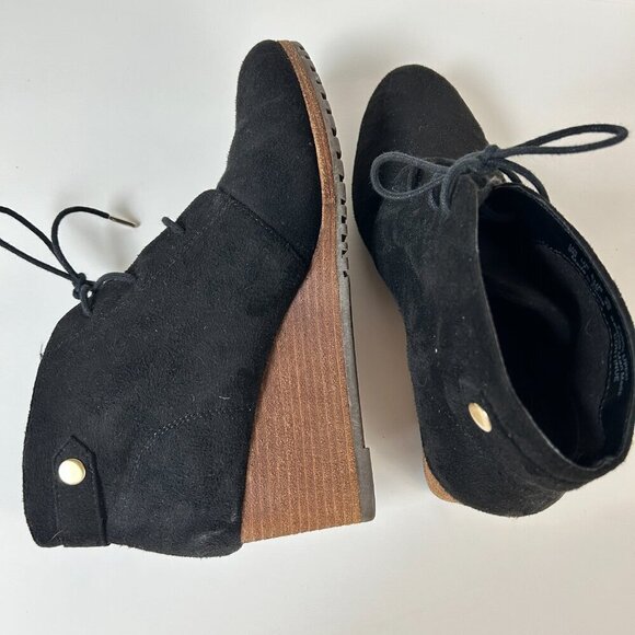Dr Scholls Ankle Boots Continue Wedge Black Fabric Faux Suede - Picture 4 of 9